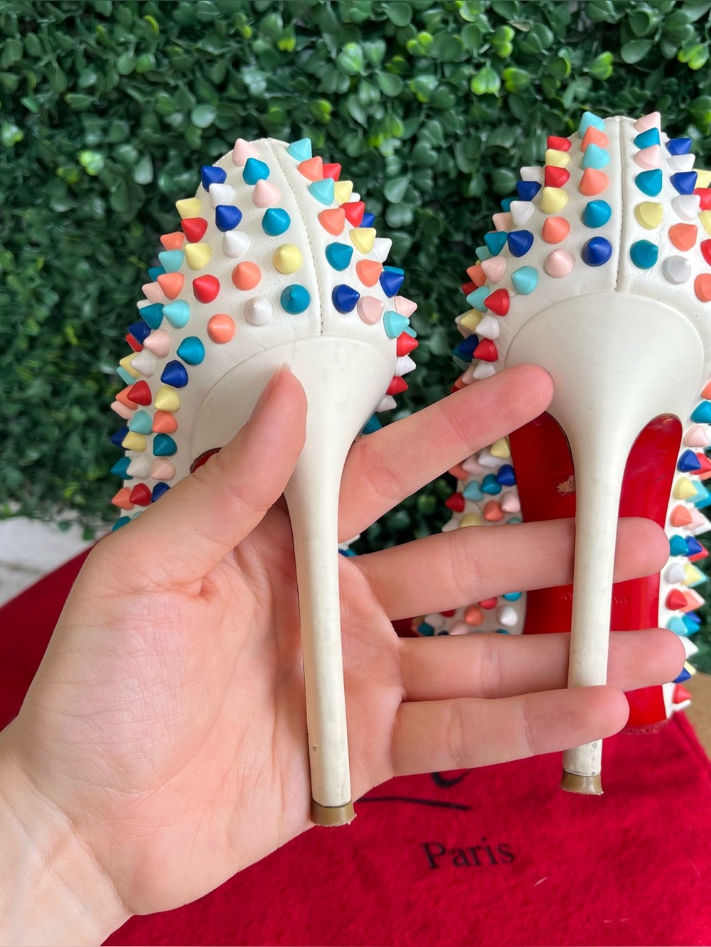 CHRISTIAN LOUBOUTIN Colorful Flo Spikes 120 Gomme Peep Toe Heels Stilettos 36.5 - Picture 10 of 12